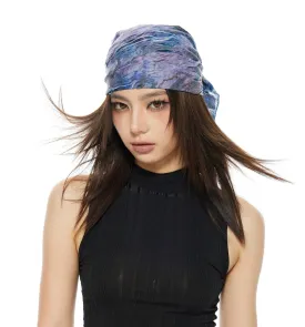 Abstract Print Distressed Sheer Bandana Headscarf