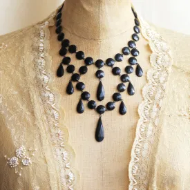 Antique Victorian Gothic! French Jet Bib Necklace