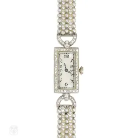 Art Deco seed pearl dinner watch, C.H. Meylan