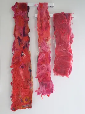 Felted Angora Scarf (Rose Tones) by Britta Cruz