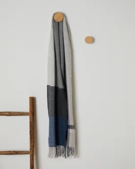 Foxford Navy Block Stripe Lambswool Scarf