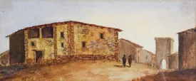 French Watercolor Painting of Montalvan Spain