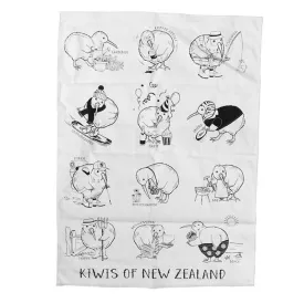 Fun Kiwis of NZ Tea Towel