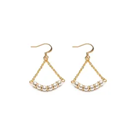 Gold Plated Chain And Pearl French Hook Earrings