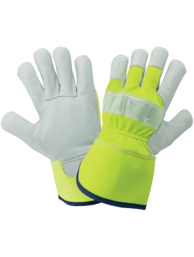 High-Visibility Canvas Back With Goatskin Leather Palm Gloves - 1100GHV