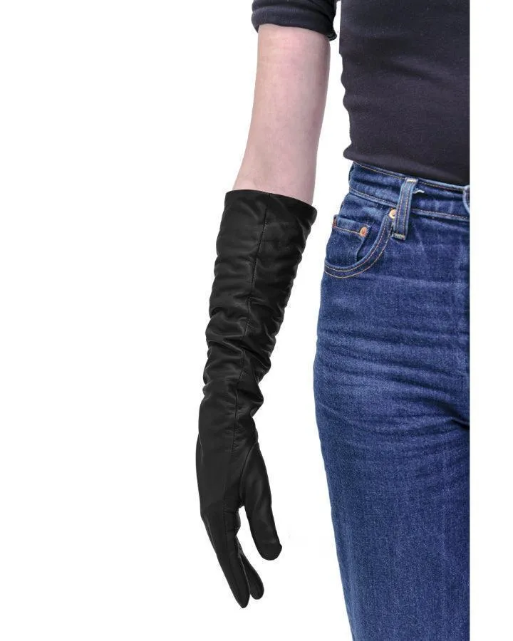 HiSO Elbow Length Leather Slouchy Gloves