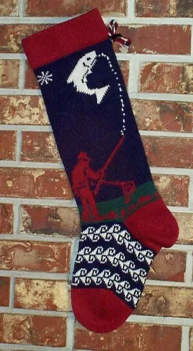 Large Personalizable Knit Wool Christmas Stocking - Fisherman