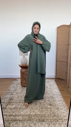 Layli Hooded Abaya sage green