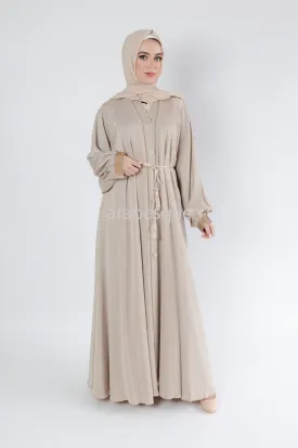 Open  Umbrella Abaya with button and diamante detail - 2 Colours