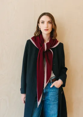 Pre-order Large Merino Triangle Scarf in Burgundy & Lilac