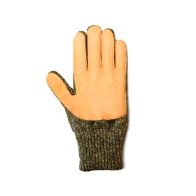 Ragg Wool Full Gloves with Deerskin | Jungle Melange