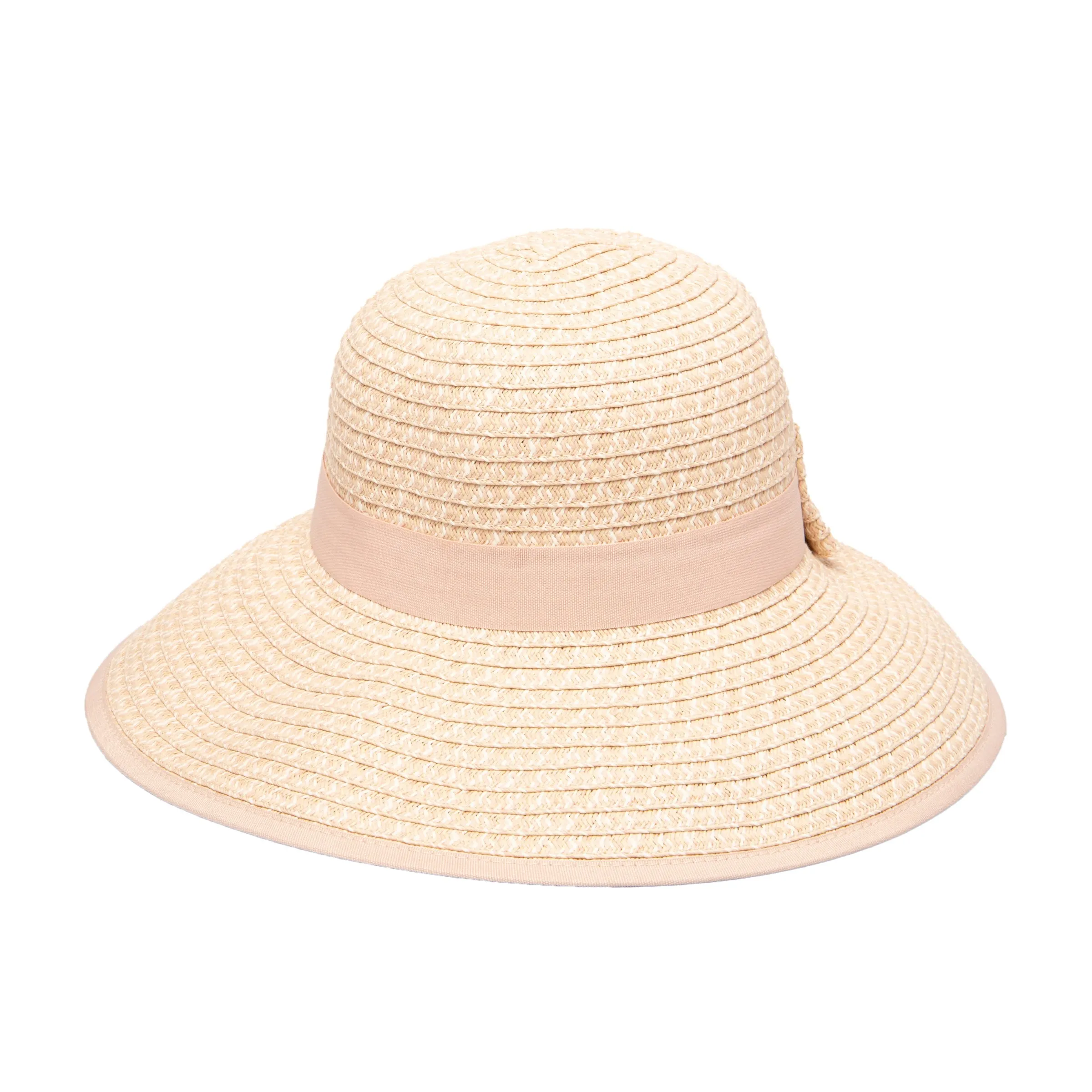 Women's Contrasting Edged Sun Brim Hat with Back Bow