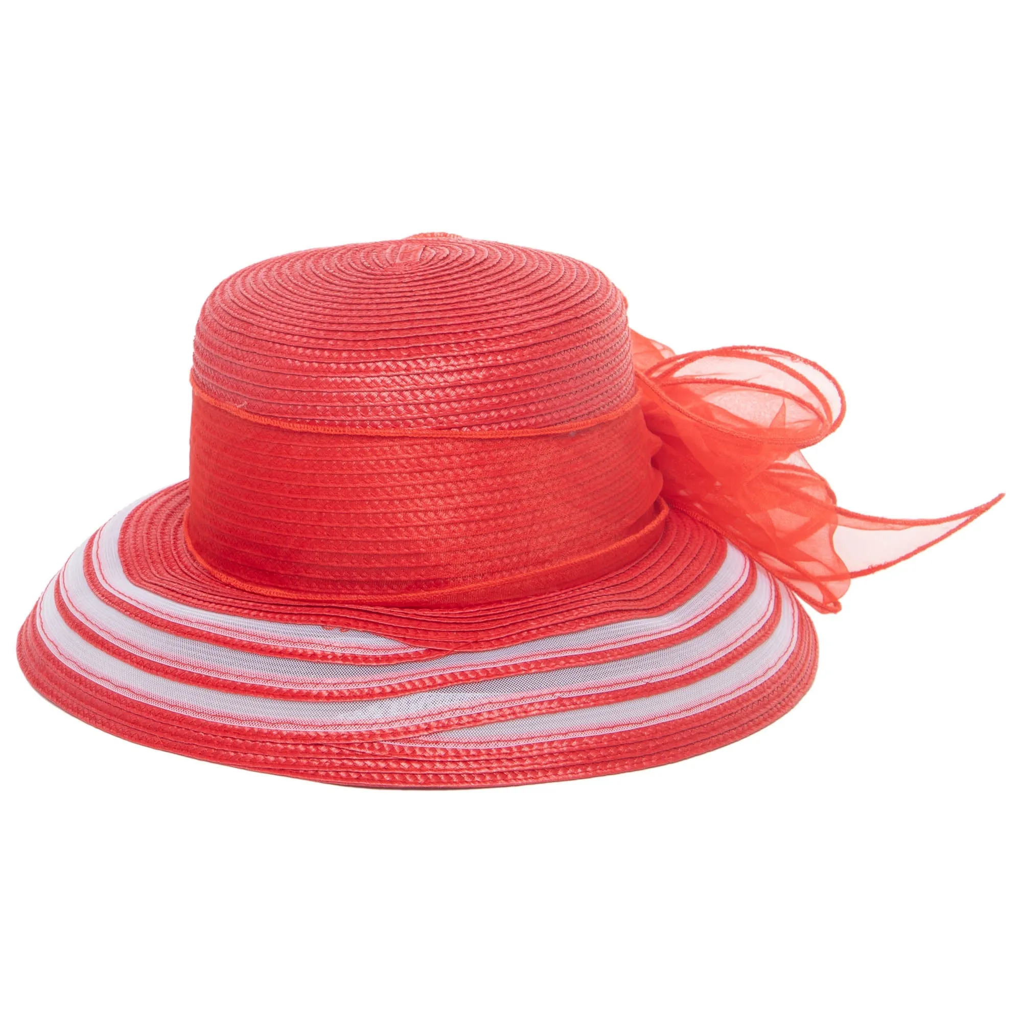 Women's Red Dress Hat with Organza Bow